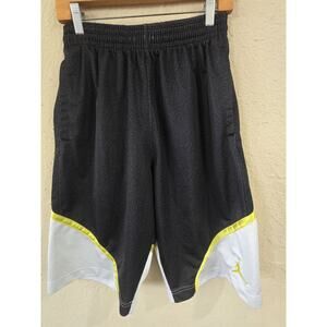 Vintage Jordan Men's Athletic Basketball Shorts, Black White Yellow, Size Small